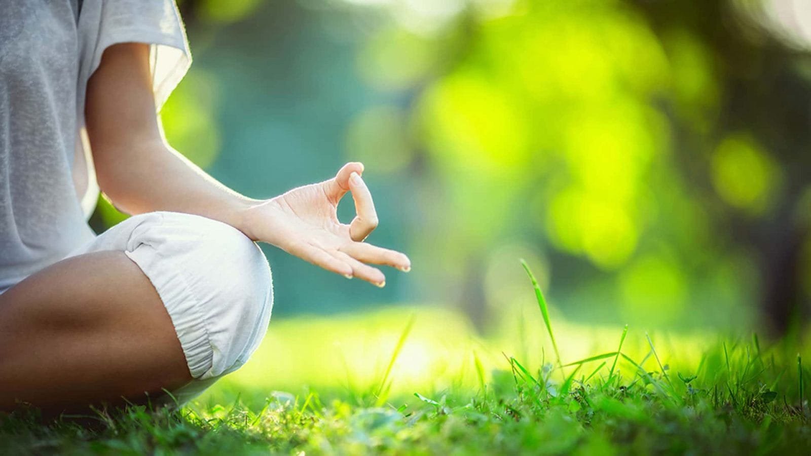 Mujer meditando en naturaleza