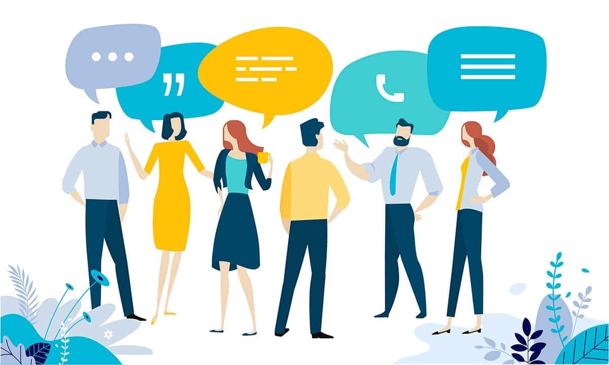 dibujo personas hablando mi estilo de comunicación