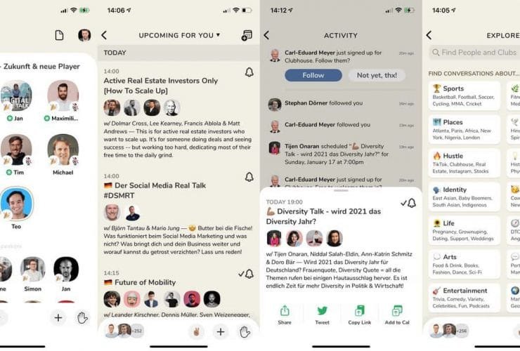 Clubhouse screenshots